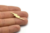 Brass Lightning Charm, 12 Textured Raw Brass, Brass Lightning Charms With 1 Loop (34x8x0.80mm) M02561