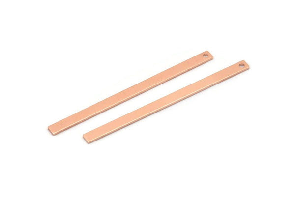 Copper Necklace Bar, 12 Raw Copper Stick Charms, Long Bar Pendants, Copper Rectangle Necklace Bar With 1 Hole (50x3x0.80mm) M02530