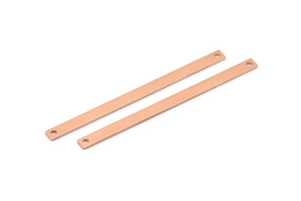 Copper Necklace Bar, 12 Raw Copper Stick Charms, Long Bar Pendants, Copper Rectangle Necklace Bar With 2 Holes (50x3x0.80mm) M02531