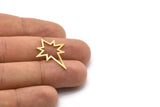Brass Pole Star Blank, 10 Textured Raw Brass, Brass Blanks, Brass Pole Star Blanks (27x22x0.80mm) M02548