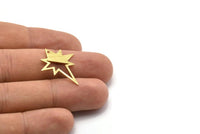 Brass Pole Star Charm, 10 Textured Raw Brass, Brass Charms, Brass Pole Star Charms With 1 Hole (27x22x0.80mm) M02550