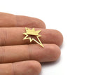 Brass Pole Star Charm, 10 Textured Raw Brass, Brass Charms, Brass Pole Star Charms With 1 Hole (27x22x0.80mm) M02550