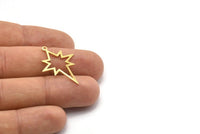 Brass Pole Star Charm, 10 Textured Raw Brass, Brass Charms, Brass Pole Star Charms With 1 Loop (30x22x0.80mm) M02553