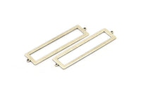 Brass Rectangle Charm, 4 Antique Silver Plated Brass Rectangle Charms With 2 Loops (57x14x1mm) E124 H1221