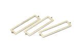 Brass Rectangle Charm, 4 Antique Silver Plated Brass Rectangle Charms With 2 Loops (57x14x1mm) E124 H1221