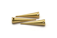 Long Spike Pendant, 1 Raw Brass Extra Long Spike Tribal Pendants, (40x10mm) A0769