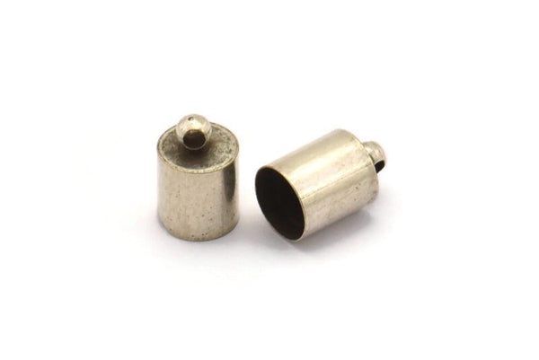 Barrel End, 25 Antique Silver Plated Barrel End With Loop - (7x11mm) Bs-1648 H0169