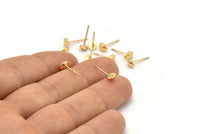 Gold Oval Earring, 10 Gold Plated Brass Oval Stud Earrings (6x1.5mm) D1439 A1817