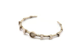 Silver Moon Cuff, Antique Silver Plated Brass Moon Phases Cuff Stone Setting With 1 Pad -  Pad Size 8mm N1672 H1394