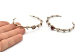Silver Moon Cuff, Antique Silver Plated Brass Moon Phases Cuff Stone Setting With 1 Pad -  Pad Size 8mm N1672 H1394