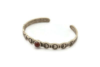 Silver Moon Cuff, Antique Silver Plated Brass Moon Phases Cuff Stone Setting With 1 Pad -  Pad Size 6mm N1682 H1407