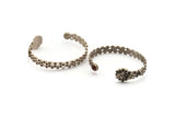 Silver Bee Cuff, Antique Silver Plated Brass Bee And Honeycomb Cuff Stone Setting With 1 Pad - Pad Size 6mm N1670 H0033