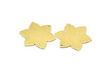 Brass Flower Charm, 4 Textured Raw Brass Flower Charms With 1 Hole, Stamping Blanks (28x25x0.80mm) M02536