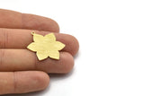 Brass Flower Charm, 4 Textured Raw Brass Flower Charms With 1 Loop, Stamping Blanks (31x25x0.80mm) M02537