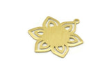 Brass Flower Charm, 4 Textured Raw Brass Flower Charms With 1 Loop, Stamping Blanks (31x25x0.80mm) M02544