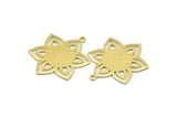 Brass Flower Charm, 4 Textured Raw Brass Flower Charms With 1 Loop, Stamping Blanks (31x25x0.80mm) M02544