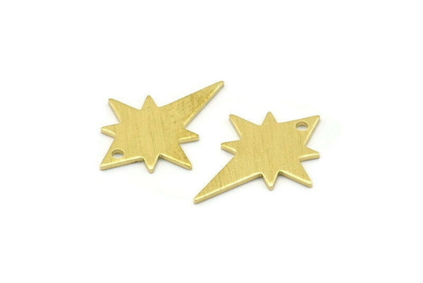 Brass Pole Star Charm, 12 Textured Raw Brass, Brass Charm, Pole Star Charms With 1 Hole, Charm Earrings (20x15x0.80mm) M02555