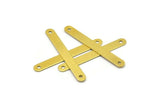 Brass Connector Blank, 50 Raw Brass Connector Blanks With 2 Holes (3.8x32.4mm) A0688