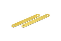 Brass Connector Blank, 50 Raw Brass Connector Blanks With 2 Holes (3.8x32.4mm) A0688