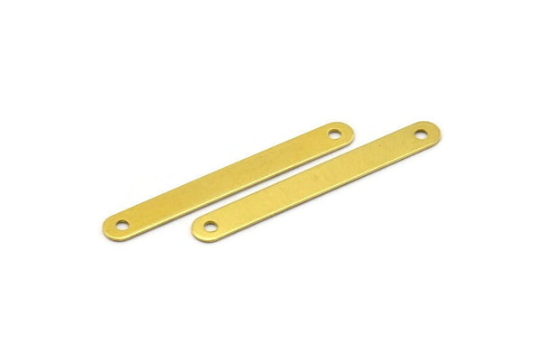 Brass Connector Blank, 50 Raw Brass Connector Blanks With 2 Holes (3.8x32.4mm) A0688