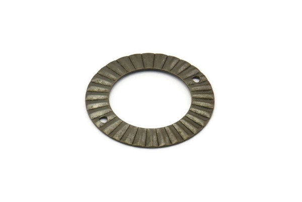 Round Serrated Connector, 25 Antique Brass Round Serrated Connectors, Charms, Pendant, Findings  (25mm) Pen 665    K065