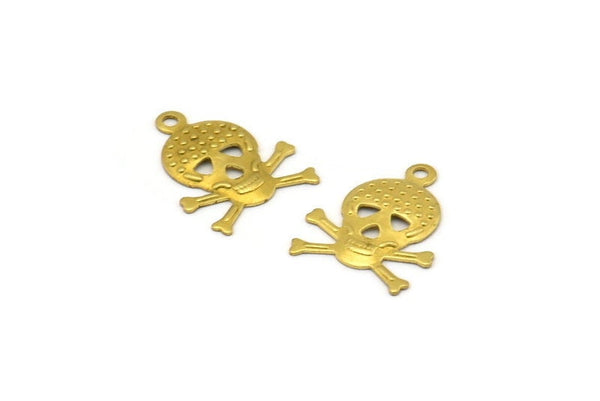 Brass Skull Necklace, 50 Raw Brass Skull Charms (16x12mm)   A0593