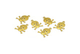 Brass Skull Necklace, 50 Raw Brass Skull Charms (16x12mm)   A0593