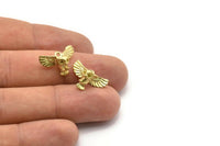 Tiny Owl Charm, 6 Raw Brass Owl Necklace Pendants (18x10mm) N0417
