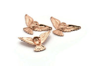 Rose Gold Owl, 1 Rose Gold Plated Owl Necklace Pendants (38x18mm) N0229 Q0397