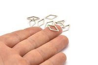 Silver Diamond Ring, 50 Antique Silver Plated Brass Open Diamond Ring Charms (10x16x1mm) D0058 H0669