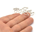 Silver Diamond Ring, 50 Antique Silver Plated Brass Open Diamond Ring Charms (10x16x1mm) D0058 H0669