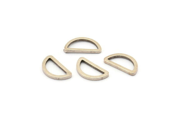 Silver Half Moon - 50 Antique Silver Plated Brass Open Semi Circle Connectors (6x11x1mm) D0009 H0657