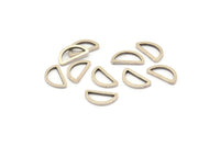 Silver Half Moon - 50 Antique Silver Plated Brass Open Semi Circle Connectors (6x11x1mm) D0009 H0657