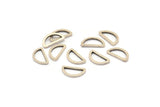 Silver Half Moon - 50 Antique Silver Plated Brass Open Semi Circle Connectors (6x11x1mm) D0009 H0657