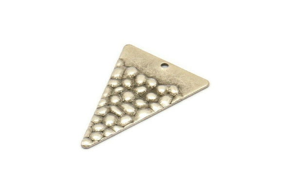 Gümüş Üçgen Tılsım, 1 Delikli 8 Antik Gümüş Kaplama Pirinç Üçgen Tılsım, Küpeler, Bulgular (29x20x0,60 mm) D1029 H1123