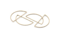 Silver Half Moon, 24 Antique Silver Plated Brass Semi Circle Connectors (15x30x0.80mm) D1280 H1140