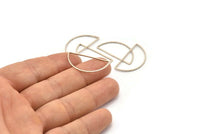 Silver Half Moon, 24 Antique Silver Plated Brass Semi Circle Connectors (15x30x0.80mm) D1280 H1140