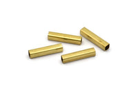 Geometric Brass Tube, 40 Square Raw Brass Tubes  (15x3x3mm)   A0750