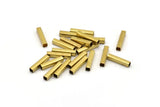 Geometric Brass Tube, 40 Square Raw Brass Tubes  (15x3x3mm)   A0750