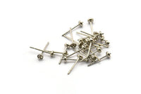 Stainless Steel Post, 100 Stainless Steel Earring Posts With Gluing Pin Bowl Pad (3x14mm) A0527