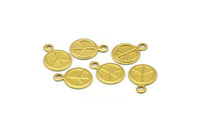 Brass Peace Charm, 100 Raw Brass Peace Sign Charms (8mm) A0516