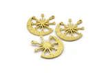 Brass Moon Charm, 4 Raw Brass Moon And Star Charms With 1 Loop (27x23x2mm) N1706