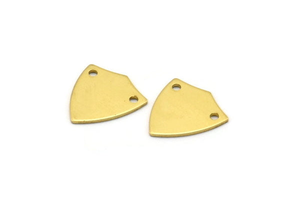 Brass Shield Pendant, 15 Raw Brass Stamping Blanks With 2 Holes (16x15x0.80mm) B0102