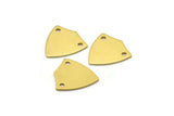 Brass Shield Pendant, 15 Raw Brass Stamping Blanks With 2 Holes (16x15x0.80mm) B0102