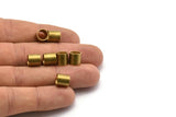 Brass Tube Beads - 24 Raw Brass Industrial Tube Findings, (8x8mm)  A0671