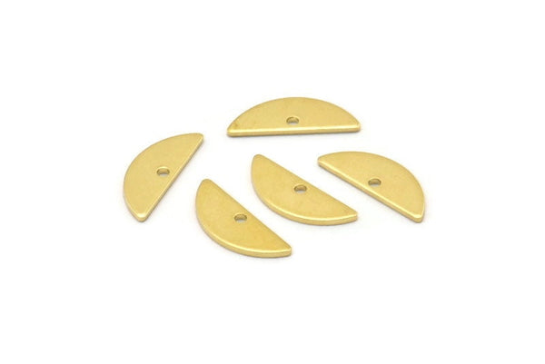 Semi Circle Charm, 50 Raw Brass Half Moon Charms With 1 Hole, Blanks (14x5x0.80mm) M02670
