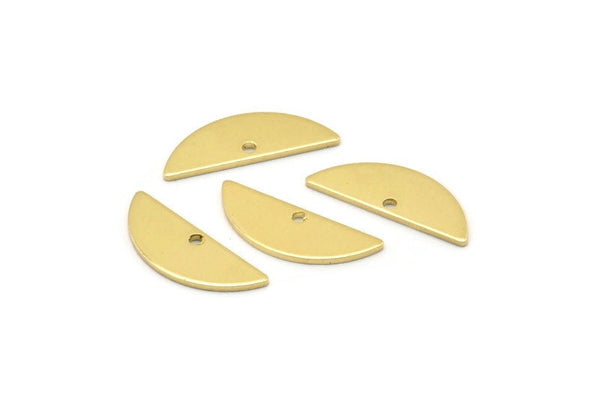 Semi Circle Charm, 24 Raw Brass Half Moon Charms With 1 Hole, Blanks (18x7x0.80mm) M02657