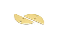 Semi Circle Charm, 24 Raw Brass Half Moon Charms With 2 Holes, Blanks (18x7x0.80mm) M02658
