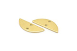 Semi Circle Charm, 24 Raw Brass Half Moon Charms With 2 Holes, Blanks (18x7x0.80mm) M02658