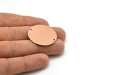 Copper Round Charm, 2 Raw Copper Charms With 2 Holes, Pendants, Findings (30x0.80mm) M02626